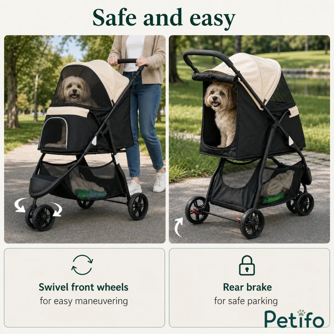 Detixy Huisdier Wandelwagen met Regenhoes