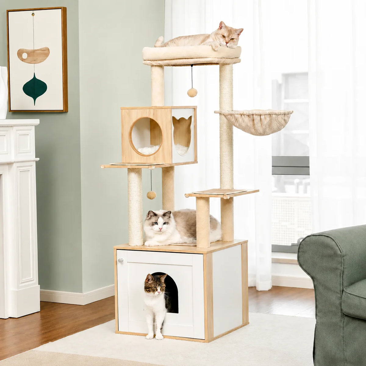 Cat Tree with Storage Cabinet - Petifo