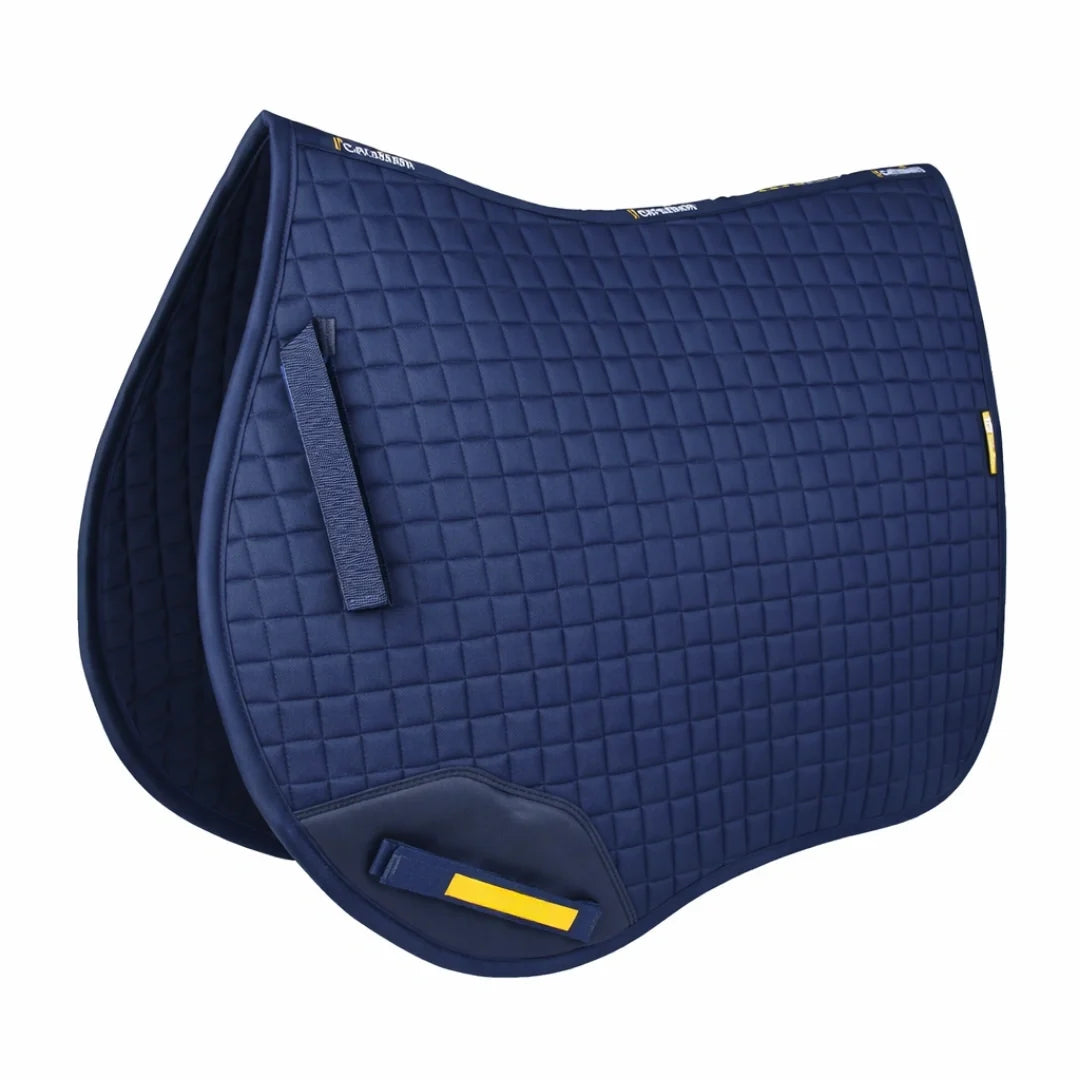 Deep navy blue quilted horse saddle pad displayed against a clean white background.