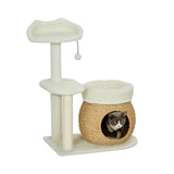 PawHut-kattenboom met geweven kattenhol