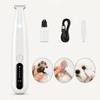 Comprehensive professional pet trimmer set complete with guide combs, cleaning accessories, and detail grooming blades.