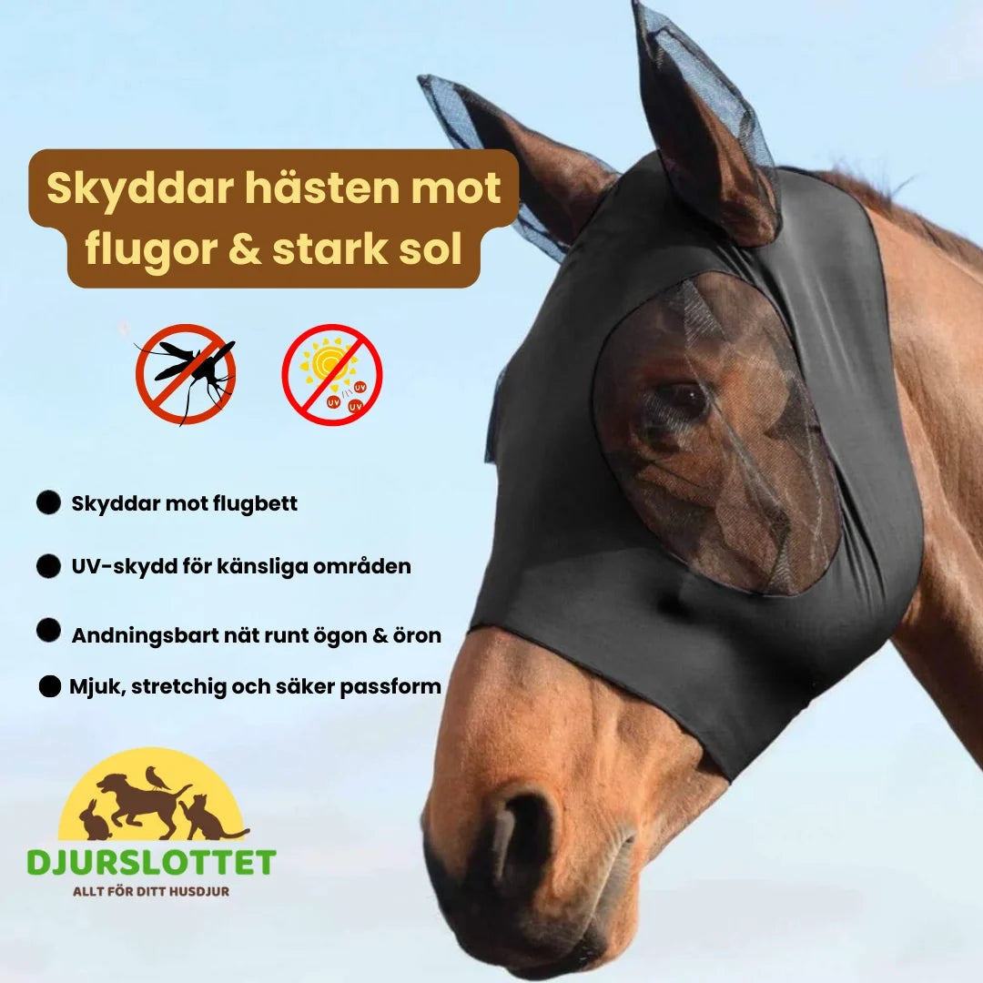 Horse mask with ear protection Protects the horse against flies & strong sun - Petifo