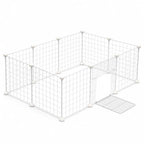 Petifo white wire dog playpen layout with an integrated door panel on a white background.