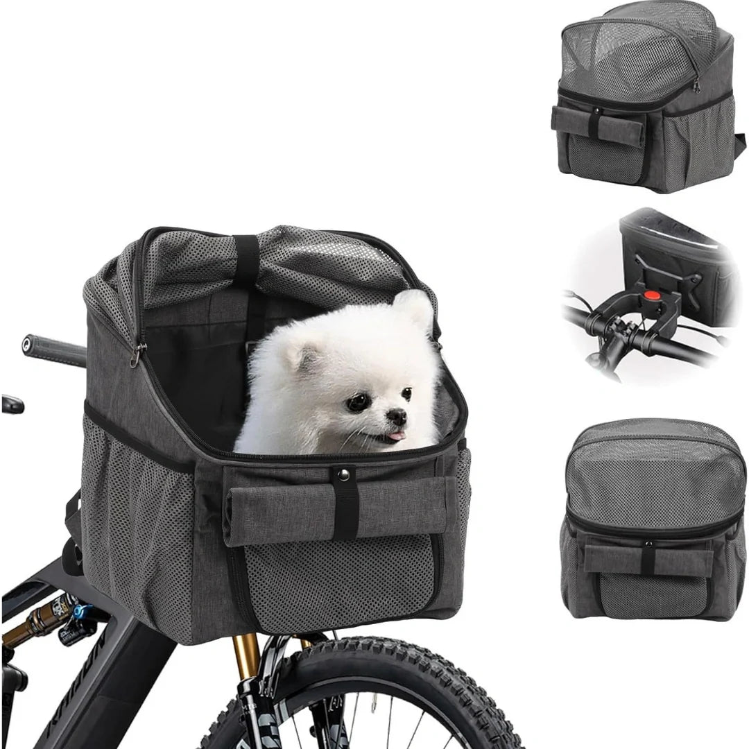 Pendlo bike basket and carrier bag for dogs and cats in grey - Petifo