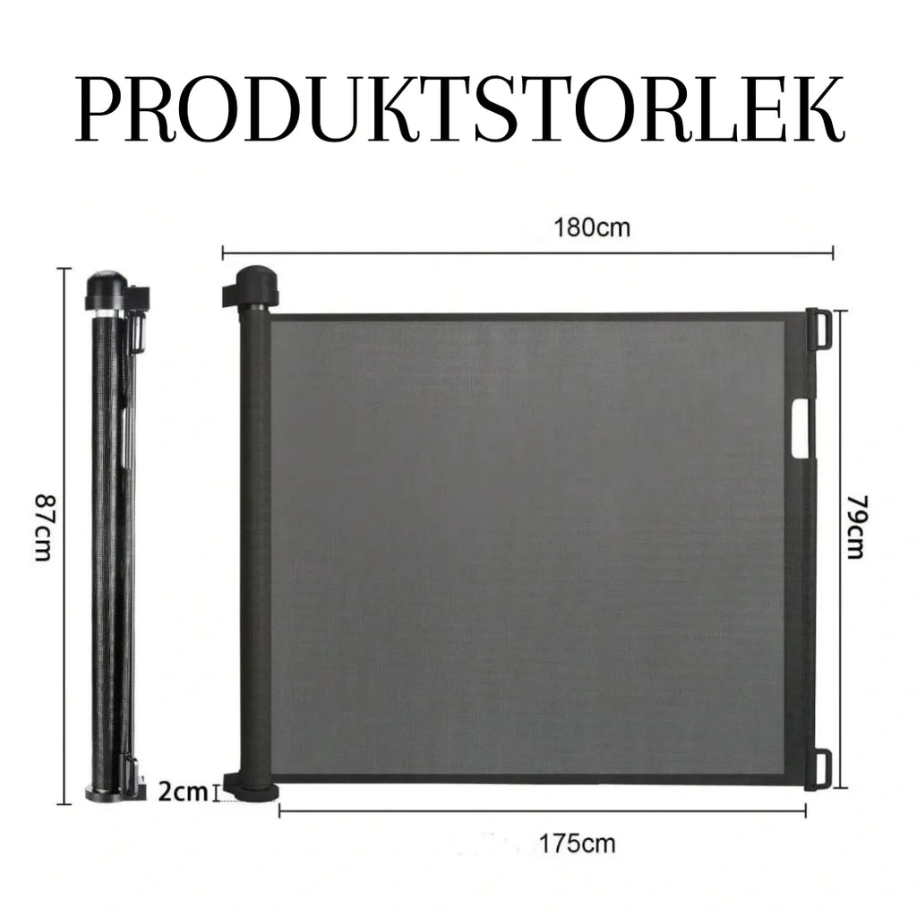 Product size of Detixy retractable gate - Petifo