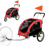 PawHut 2-in-1 hondenfietskar en wandelwagen