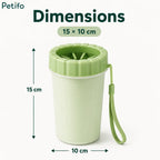 Official product dimensions and size specifications of the Petifo portable dog paw washer