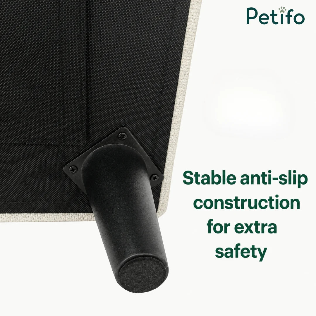  Stable anti-slip black construction legs attached to the underside with protective floor pads for extra safety.