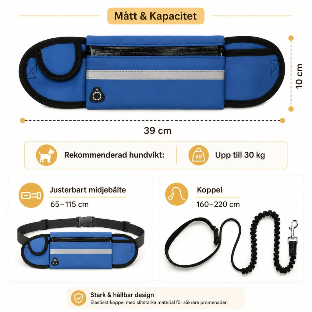 Size of Flexura Dog Lead with waist bag - Petifo