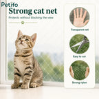 Transparent nylon cat protection net designed to maintain clear outdoor views.