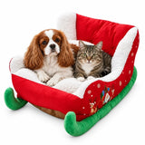 Honden- en kattenbed in de vorm van een kerstslee