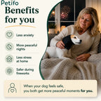 Benefits infographic showcasing how the Petifo anti-anxiety cap reduces stress and ensures safer, more peaceful nights during fireworks.