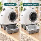 PawHut waste drawer before and after a fresh bag is fitted - Petifo