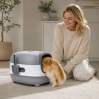 BingoPaws Large Covered Cat Litter Box side view - Petifo