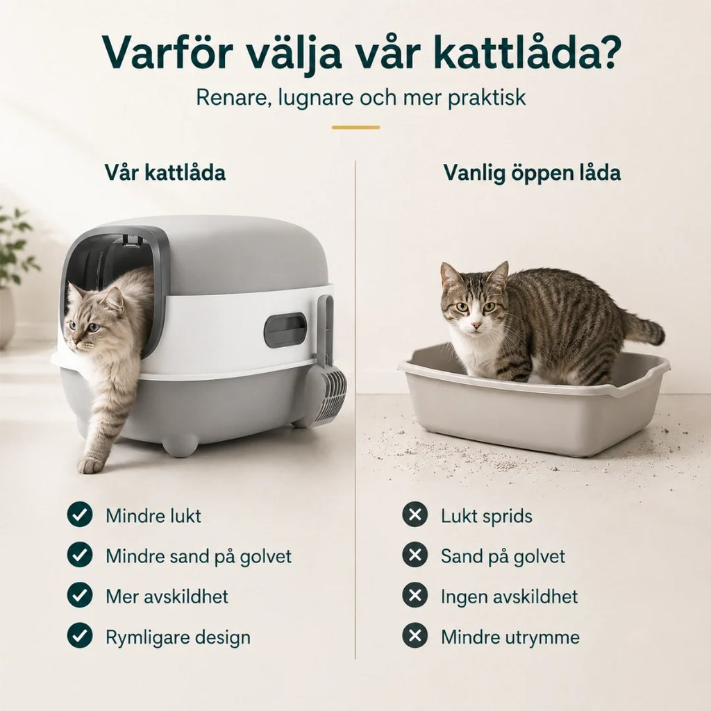 BingoPaws Large Covered Cat Litter Box vs ordinary - Petifo